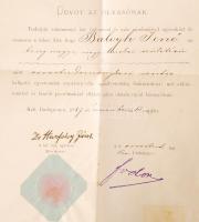 1887 Értesítő orvostanhallgató felvételéről A Budapesti Királyi Magyar Tudomány-Egyetem orvosi karár...