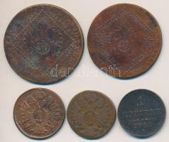1807S 15Kr + 1807S 30Kr + Ausztria 1800A 1Kr (2x) + 1851A 1Kr T:2-,3