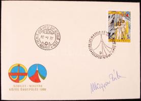 Magyar Béla aláírása a szovjet-magyar közös űrrepülés borítékján