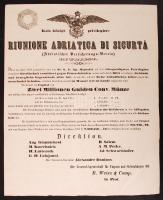 1846 Biztosítási kötvény, Riunione Adratica Di Sicturta, 6 kr. szignettás/ Insurance bond with signetta