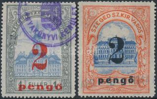 1938 Szeged városi illetékbélyegek 2P/1f, 2P/5f