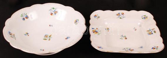 Zsolnay tálak (2db), modern díszítéssel, matricás, jelzett, 21×22 cm, d:25 cm