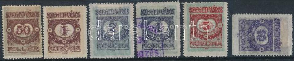 1919 Szeged városi illetékbélyegek teljes sor, 6 érték