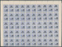 1945 Számlailleték bélyegek 5P, 10P, 20P, 50P mindegyik teljes 100-as hajtott ívekben