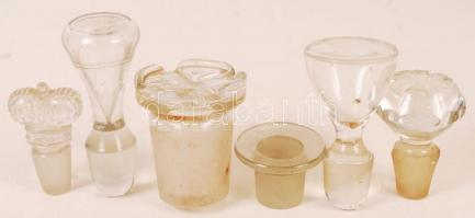 6 db különböző üvegdugó apró lepattanásokkal