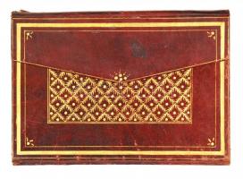 cca 1880-1900 Kézzel írott perzsa szent díszítőmotívumokkal aranyozott egészbőr kötésben, sérült áll...