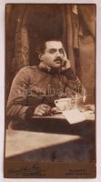 cca 1914-1918 Nagyobb méretű kemény hátú fotó, katonaportré az I. világháborúból, 21,5 x 11 cm, Budapest / Military photo, portrait of a soldier from the world war I.