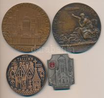 4db klf Br emlékérem és jelvény, közte 1950. "Helsinki 1550-1950" Br emlékérem (70mm) T:vegyes 4pcs of Br commemorative medallions and badges, with 1950. "Helsinki 1550-1950" Br commemorative medallion (70mm) C:mixed