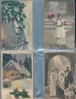 20 db RÉGI motívumlap pár lithoval; üdvözlő, karácsony / 20 old motive cards with some litho; greeting, christmas