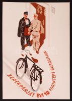 cca 1960 Az Állami Biztosító kerékpár biztosítási reklámja, 15x 10,5 cm