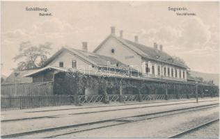 Segesvár, vasútállomás. W. Nagy kiadása / railway station