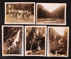 1937 5 db turistafotó Erdélyből, hátoldalán feliratozva és jelzet, 8,5x 6 cm / Photos of a tour in T...