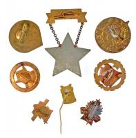 8db klf zománcozott, szocialista jelvény, "Kiváló Dolgozó", "KISZ", "Szocia...