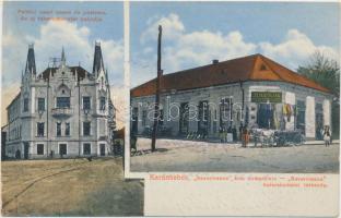 Karánsebes, Takarékpénztár palotája, Severineana kereskedelmi társaság / palace of savings bank, shop