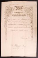 1897., Dr Balogh Jenő ezredorvosi kinevezése, báró Fejérváry Géza honvédelmi miniszter, későbbi miniszterelnök saját kezű aláírásával, száraz pecséttel ellátva