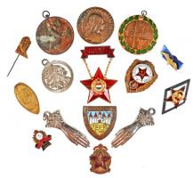 ~1970-1980. 15db vegyes jelvény, emlékérem, benne "Kiváló Dolgozó", "Törzsgárda" jelvények T:vegyes