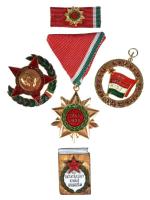 ~1960. "Az Oktatásügy Kiváló Dolgozója" aranyozott, zománcozott fém jelvény + "Hűség a néphez, hűség a párthoz" zománcozott kitüntetés, szign.: Ságvári + "Kiváló Ifjúsági Vezető" kitüntetés szalag nélkül + 1970. "Felszabadulási Jubileumi Emlékérem" zománcozott kitüntetés mellszalaggal, szalagsávval, miniatűrrel T:1-,2