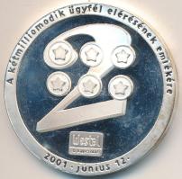Fritz Mihály (1947-) 2001. "Westel - A kétmilliomodik ügyfél elérésének emlékére" ezüstözött fém emlékérem (42mm) T:PP