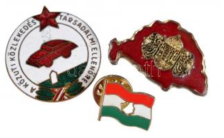 ~1960. "A közúti közlekedés társadalmi ellenőre" zománcozott jelvény + ~1990. 1956-os és Nagy-Magyarországot ábrázoló jelvény T:2,2-