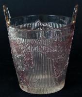 Régi színezett üveg szőlőmosó, hibátlan, m: 12 cm, d: 12 cm