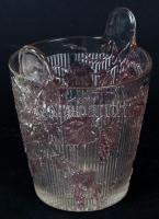 Régi színezett üveg szőlőmosó, hibátlan, m: 12 cm, d: 12 cm