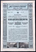 Ausztria / Innsbruck 1912. "Mittenwaldbahn" vasúti kötvény 1000K-ról és 2000K-ról német ny...