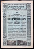 Ausztria / Innsbruck 1912. "Mittenwaldbahn" vasúti kötvény 1000K-ról és 2000K-ról német ny...