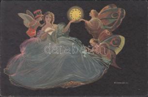 Italian art postcard, lady with angels, Ballerini & Fratini s: Ezio Anichini (EK)