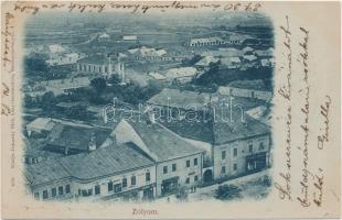 1899 Zólyom, Hungária szálloda, Steiner Lajos, Kollár Gyula, Henzel Pál és Lőwy Miksa üzletei, zsinagóga / hotel, shops, synagogue (EK)