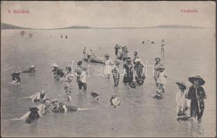 Balaton, fürdőzők, csónak (ázott sarok / wet corner)