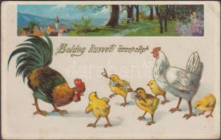 Easter, chickens litho (EK)