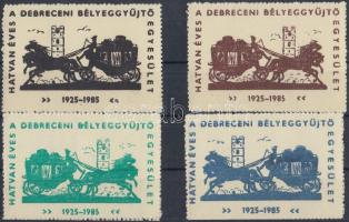 1985 60 éves a Debreceni Bélyeggyűjtők Egyesülete levélzáró sor vastag sárgás papíron