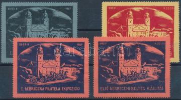 1927 I. Debreceni bélyegkiállítás 4 klf levélzáró