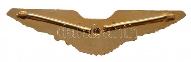 DN Honvédségi hivatásos állományú I. osztályú repülős jelvény, aranyozott, zománcozott T:2