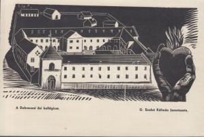 Debrecen, Ősi kollégium, fametszet s: G. Szabó Kálmán