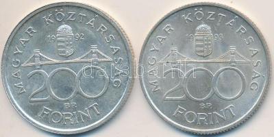 1992-1993. 200Ft Ag "MNB" (2x) T:2 Adamo F13