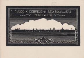 1928 Debrecen, Második Debreceni Bélyegkiállítás, fametszet s: G. Szabó Kálmán
