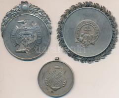 DN "Kerékpár Egylet 1896.Budapest Condor" Ag díjérem. Szign: Scheid G. A. ezüstárú és fémgyár (23,61g/39x49mm) + "Magyar Kerékpáros Szövetség" Ag díjérem. Szign: Scheid G. A. ezüstárú és fémgyár  (26,85g/50mm) + "Vándor Kedv Kerékpárkör 1896" Ag díjérem. Szign: Scheid G. A. ezüstárú és fémgyár (12g/30mm) T:2