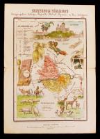 cca 1880 Esztergom vármegye közigazgatási térképe, készítette Hátsek Ignác, készült Lampel Róbert könyvnyomdájában, 27x38 cm