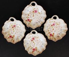 Jelzett antik hiányos kínáló készlet, kézzel festett, hibátlan, összese:5 db