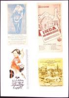 1920-1962 4 db reklámcédula (Inda sósborszesz, Müller Testvére R.T., Tolnai Világlapja, Ibusz)
