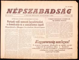 1956 Népszabadság c. lap november 2. száma a forradalom híreivel, induló száma