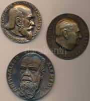 Boldogfai Farkas Sándor (1907-1970) 1955. "Magyar Kémikusok Egyesülete, Wartha Vince Emlékérem / Vegyész Mérnöki Alkotásért" Br emlékplakett (75mm) + Renner Kálmán (1927-1994) 1975. "Romwalter Alfréd / M.K.E. O.M.B.K.E Soproni Csoportjai" Br plakett (88mm) + Csúcs Ferenc (1905-1999) 1977. "A Magyar Tudományos Akadémia Erdey László díja" Br plakett (81mm) T:2