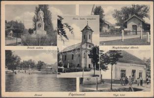 Tápiószecső, Hősök szobra, Római katolikus templom, strand, Vígh üzlet, Magdolnatelepi vasútállomás (Rb)