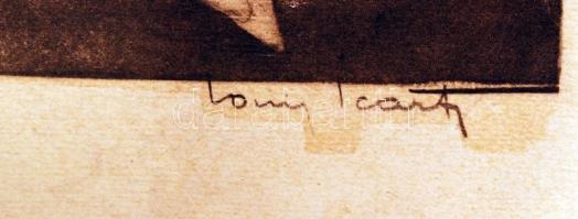 Louis Icart (1890-1950): Le Fardin Japonais. Színezett rézkarc, papír, jelzett a lemezen, 23×26 cm