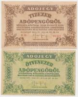 1946. 10.000AP + 50.000AP + 100.000AP + 500.000AP + 1.000.000AP + 10.000.000AP, közte fordított címeres is T:vegyes