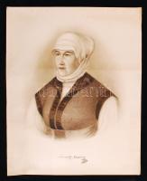 Jelzés nélkül: Lorántffy Zsuzsanna (1600-1660) Litográfia, papír, apró szakadással, 51×41 cm