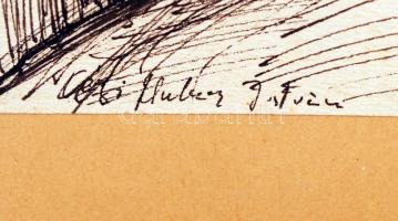 Dési jelzéssel: Kert. Tus, papír, üvegezett keretben, 27×20 cm