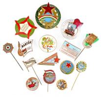 15db klf szocialista, zománcozott jelvény, közte "Munkásőr", "BM Törzsgárda", "MHSZ", "Vasutasok hajósok" jelvénye T:vegyes