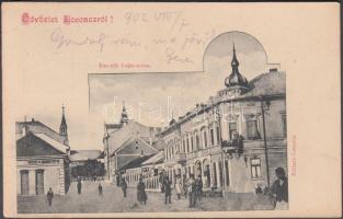 Losonc, Kossuth Lajos utca, Herz Adolf és fia üzlete / street, shop (EK)